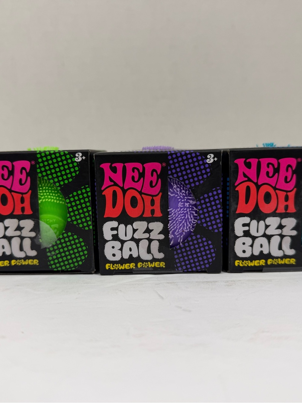 NeeDoh Fuzz Ball Flower Power Plush Stress Ball Lot Of 3 New
